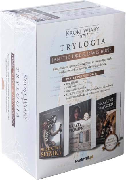 Kroki Wiary - Śledztwo Setnika, Ukryty Płomień, Droga do Damaszku + Mapa + Bonusy - BOX - Janette Oke i Davis Bunn