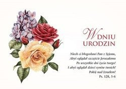 Kartka składana Urodziny 5 - Niech ci błogosławi Pan z Syjonu