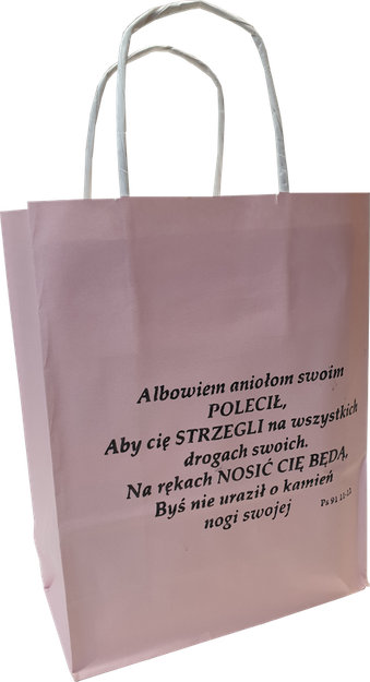 Torba prezentowa Albowiem Aniołom swoim.... - kolor rózowa*